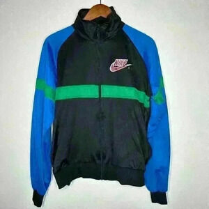 VNTG‎ Nike full zip Jacket tracksuit black, blue, green Sz L